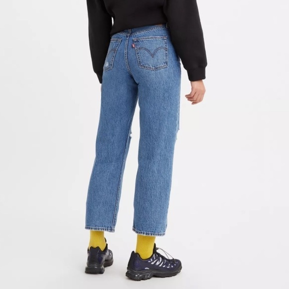 LEVI’S Ribcage Straight Ankle High Waist Distressed Button Fly Jeans NEW - Picture 2 of 9